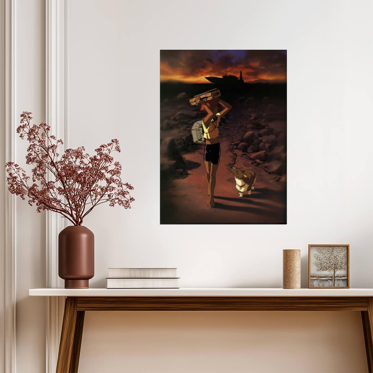 Cowboy Bebop Poster | Edward Carrying a Boombox with Ein - Anime Poster