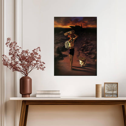 Cowboy Bebop Poster | Edward Carrying a Boombox with Ein - Anime Poster