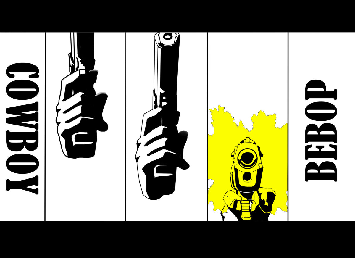 Cowboy Bebop Poster | Spike's Pistol in Three Panels - Anime Poster