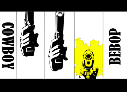 Cowboy Bebop Poster | Spike's Pistol in Three Panels - Anime Poster