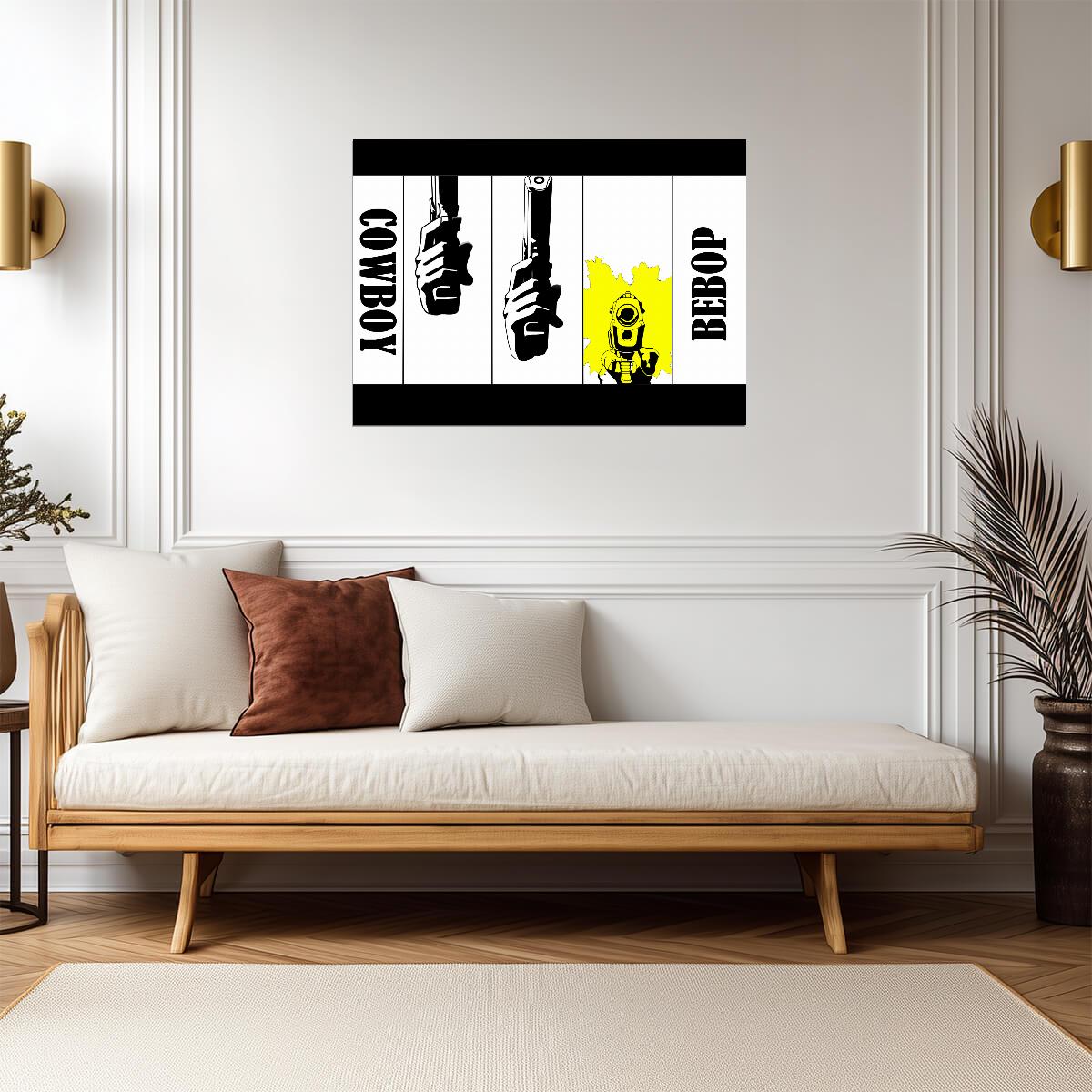 Cowboy Bebop Poster | Spike's Pistol in Three Panels - Anime Poster