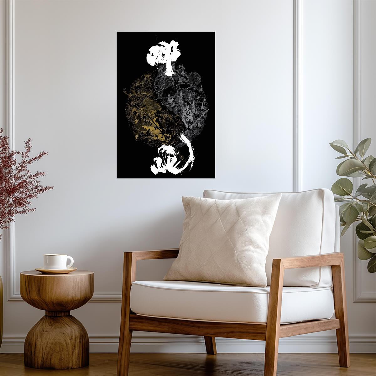 Ne Zha 2019 Animated Movie Poster | Dragon Calligraphy on Black - Anime Poster