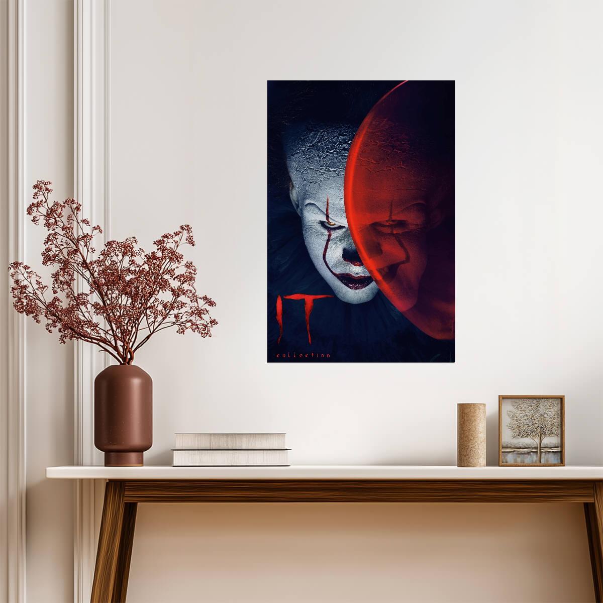 IT 2017 Movie Poster | Pennywise Behind a Red Balloon - Movies & TV Poster