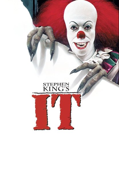 IT 1990 TV Miniseries Poster | Tim Curry as Pennywise Reaching Through Paper - Movies & TV Poster