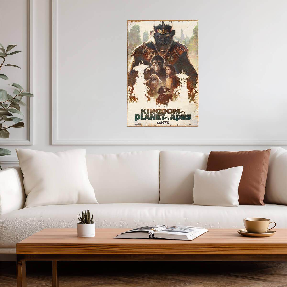 Kingdom of the Planet of the Apes Movie Poster | Painted Cast Montage - Movies & TV Poster