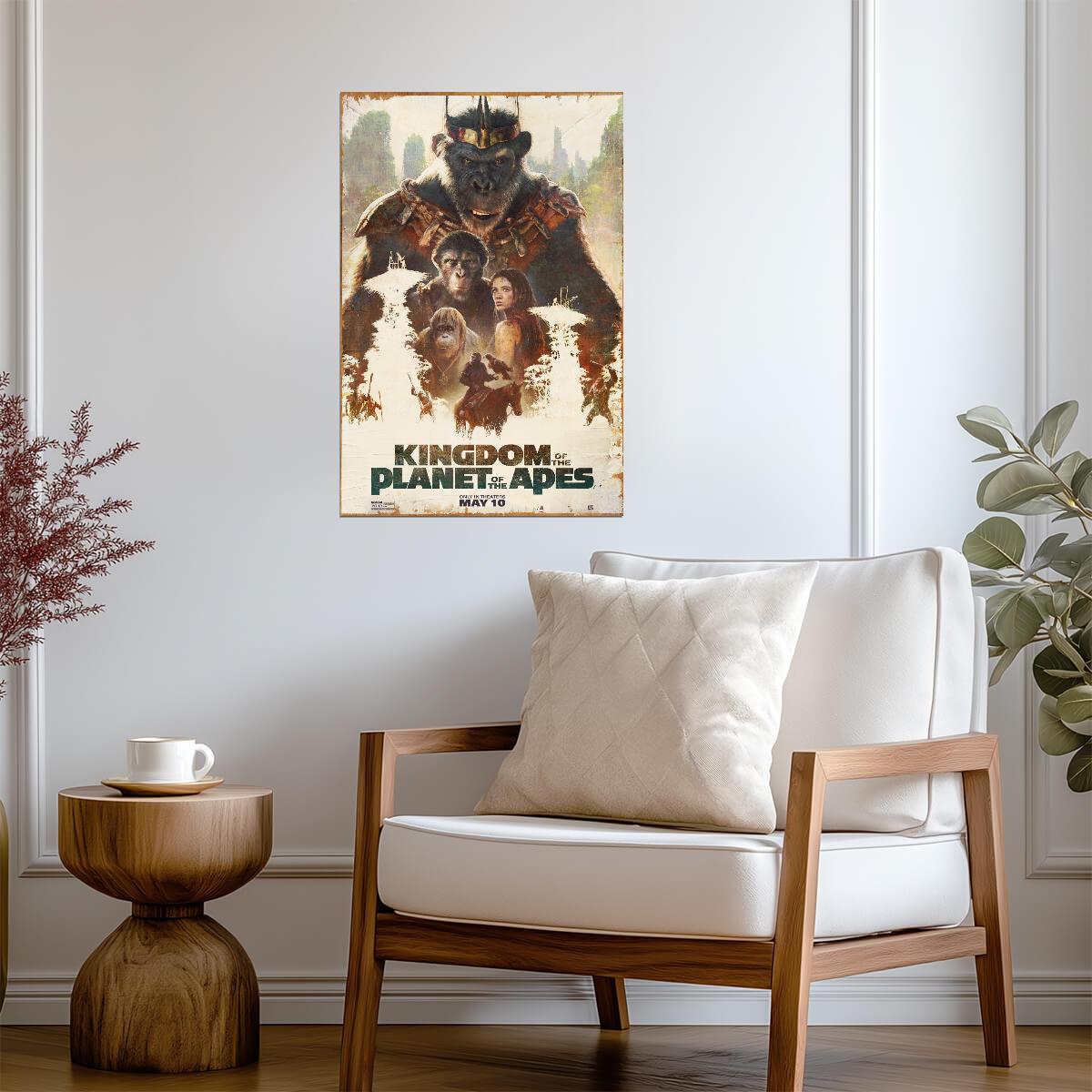 Kingdom of the Planet of the Apes Movie Poster | Painted Cast Montage - Movies & TV Poster