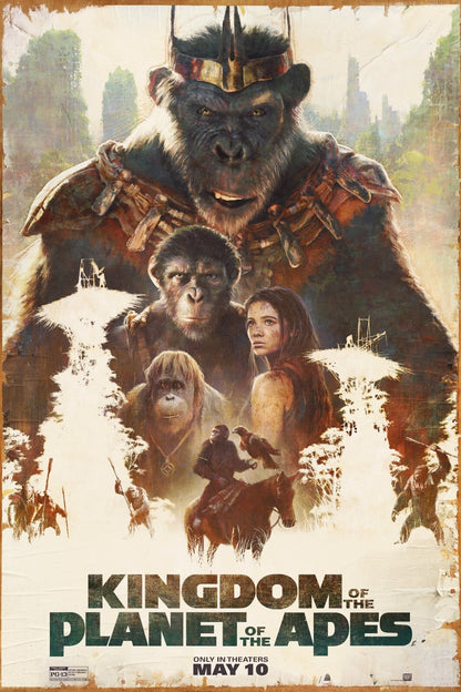 Kingdom of the Planet of the Apes Movie Poster | Painted Cast Montage - Movies & TV Poster