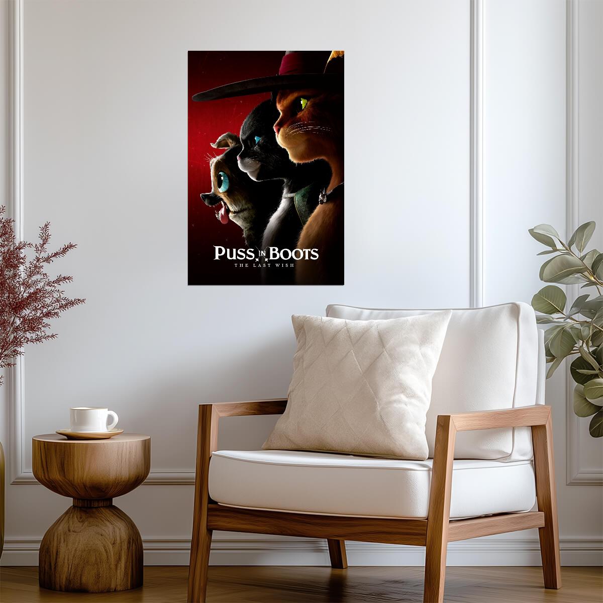 Puss in Boots The Last Wish Movie Poster | Puss, Kitty and Perrito on Red - Movies & TV Poster