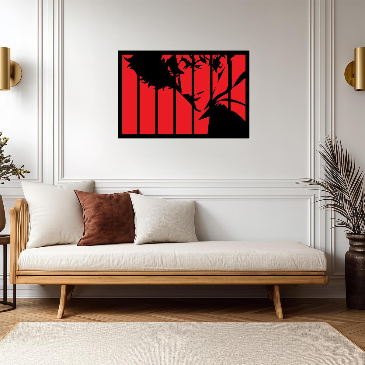 Cowboy Bebop Poster | Red and Black Spike Spiegel Portrait - Anime Poster