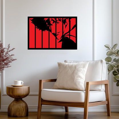 Cowboy Bebop Poster | Red and Black Spike Spiegel Portrait - Anime Poster