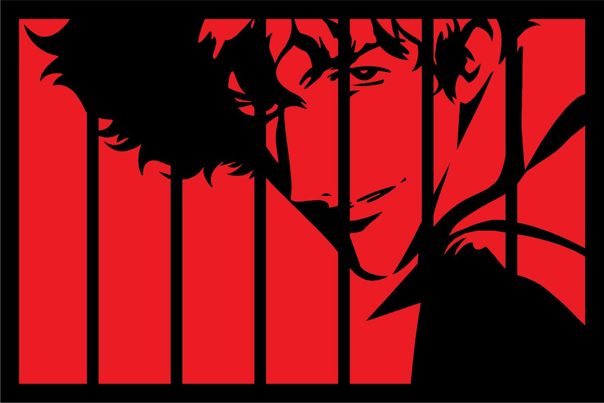Cowboy Bebop Poster | Red and Black Spike Spiegel Portrait - Anime Poster