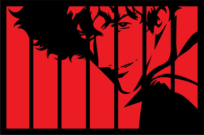 Cowboy Bebop Poster | Red and Black Spike Spiegel Portrait - Anime Poster