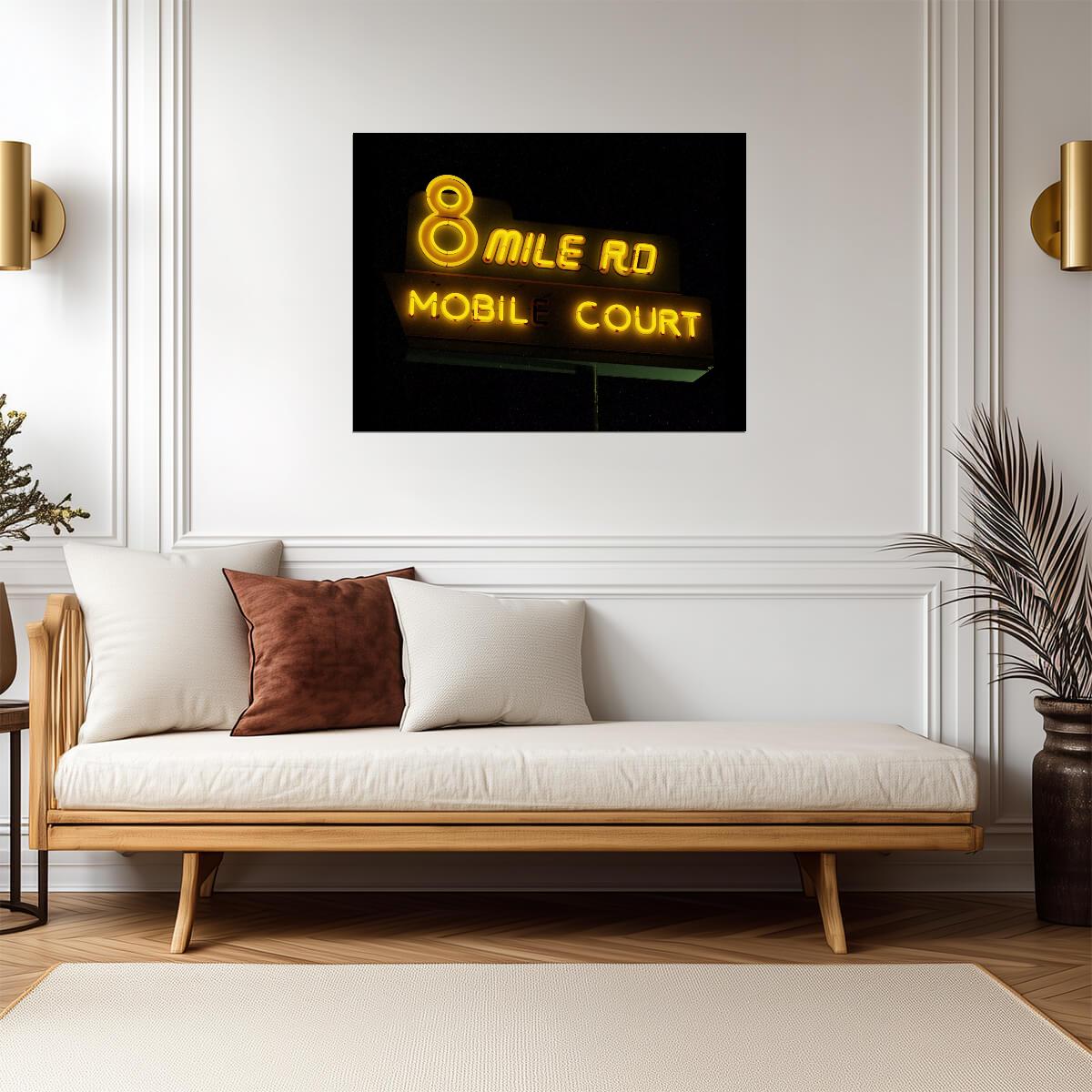 8 Mile Road Mobile Court Poster | Neon Sign Movie Print - Movies & TV Poster