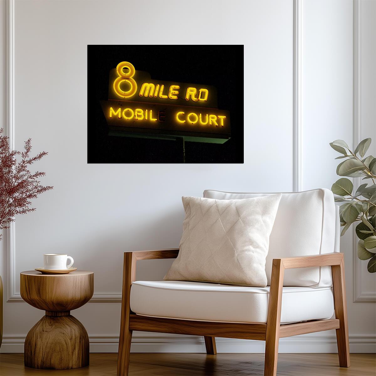 8 Mile Road Mobile Court Poster | Neon Sign Movie Print - Movies & TV Poster