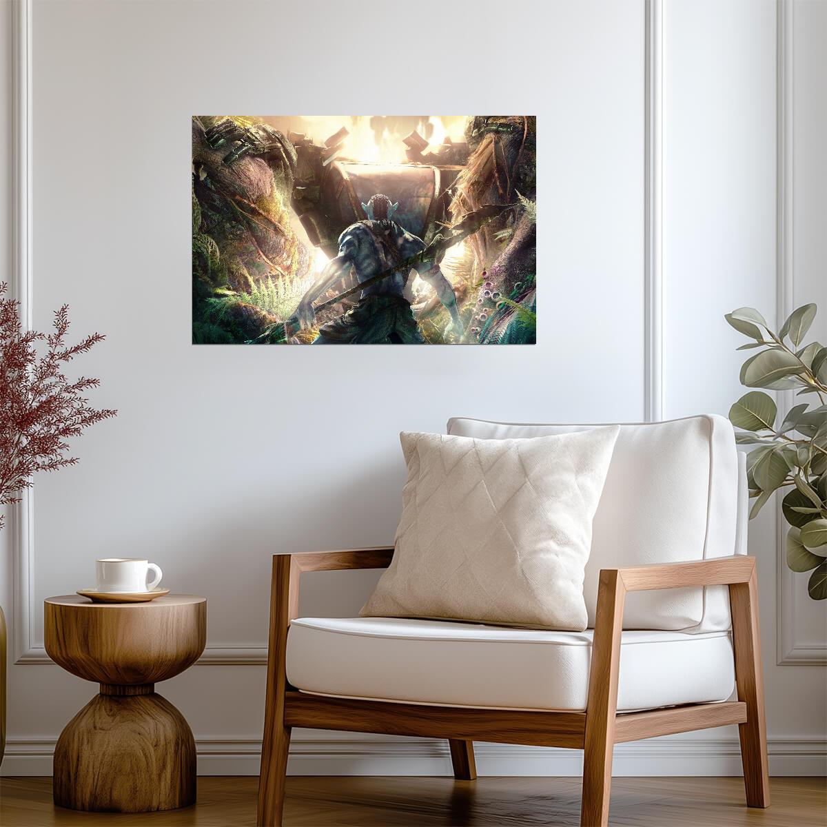 Avatar The Game Poster | Na'vi Warrior Facing an AMP Suit - Video Games Poster