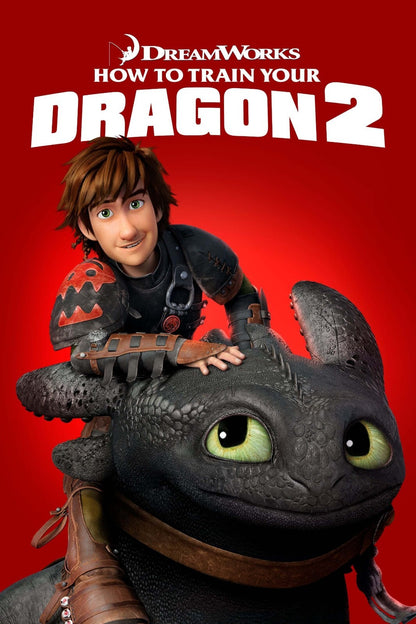 How to Train Your Dragon 2 Movie Poster | Hiccup and Toothless on Red - Movies & TV Poster