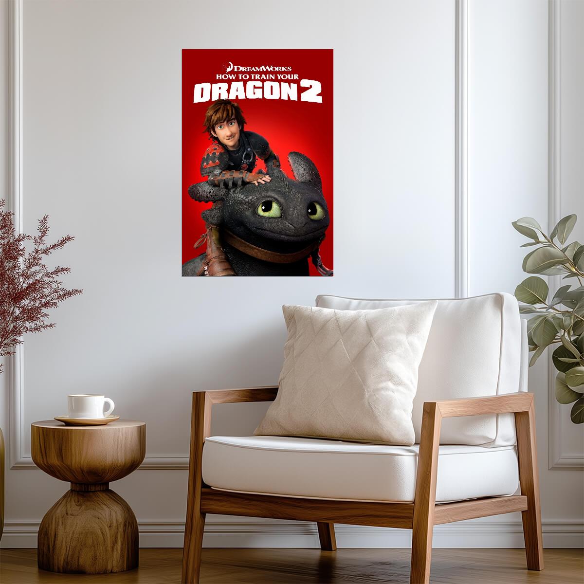 How to Train Your Dragon 2 Movie Poster | Hiccup and Toothless on Red - Movies & TV Poster