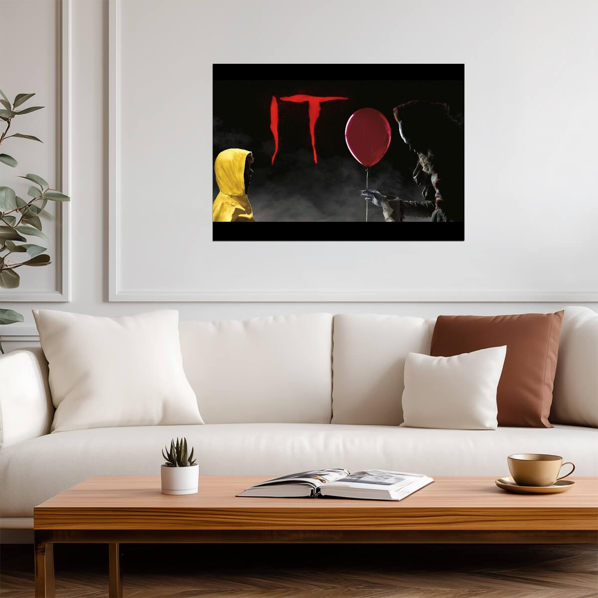 IT 2017 Movie Poster | Georgie Facing Pennywise and a Red Balloon - Movies & TV Poster
