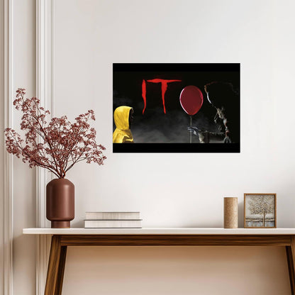 IT 2017 Movie Poster | Georgie Facing Pennywise and a Red Balloon - Movies & TV Poster