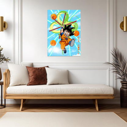 Dragon Ball Daima Poster | Goku Mini with the Power Pole and Dragon Balls - Anime Poster