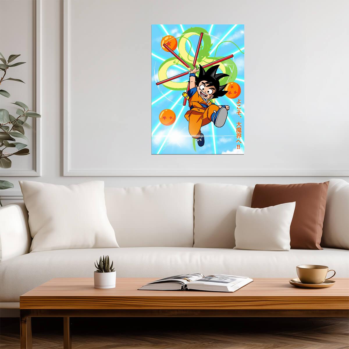 Dragon Ball Daima Poster | Goku Mini with the Power Pole and Dragon Balls - Anime Poster