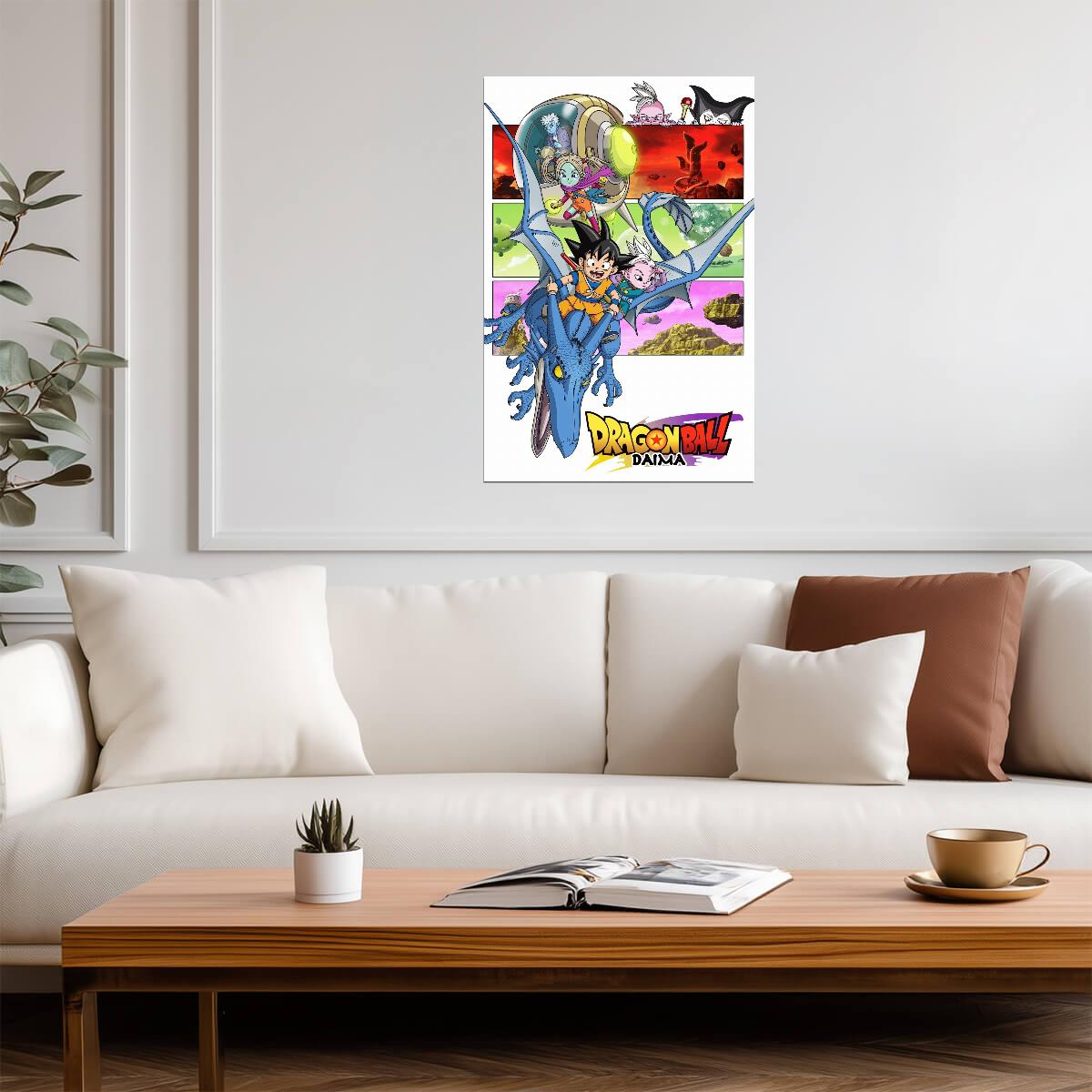 Dragon Ball Daima Anime Poster | Goku Mini Riding a Blue Dragon - Anime Poster