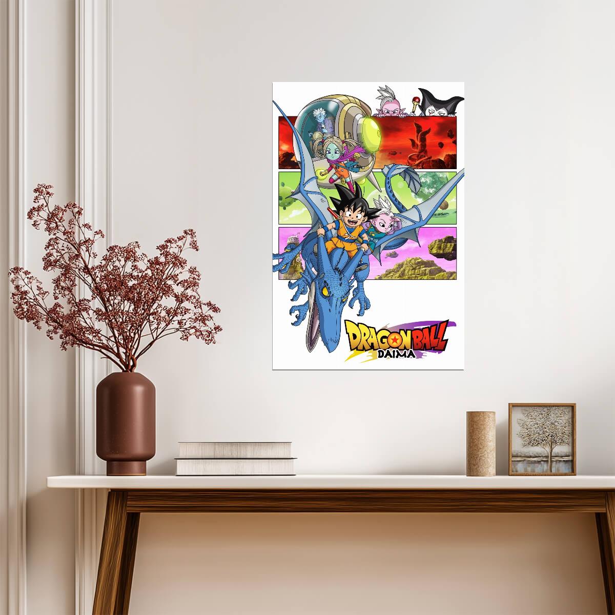 Dragon Ball Daima Anime Poster | Goku Mini Riding a Blue Dragon - Anime Poster