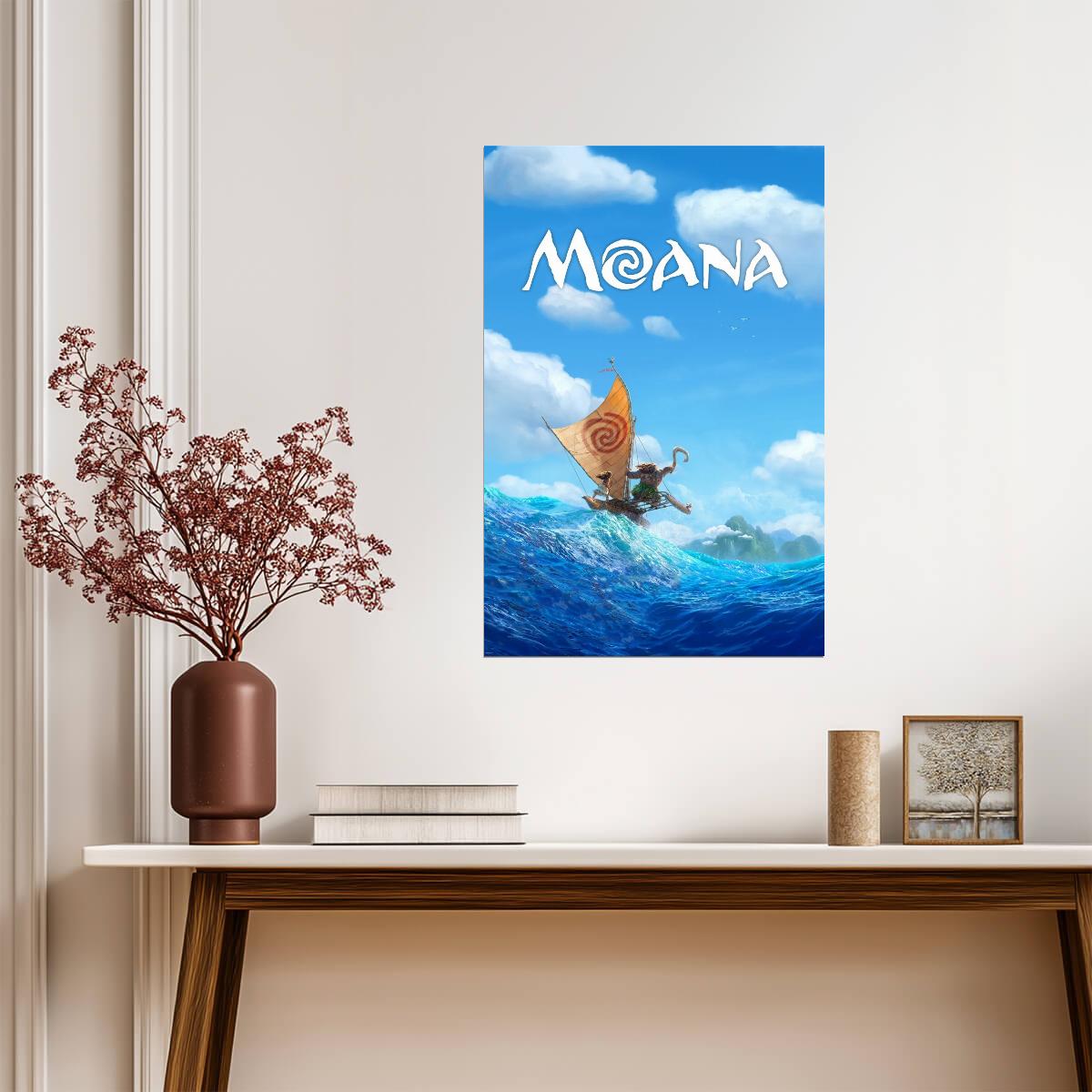 Moana 2016 Movie Poster | Canoe on the Open Ocean - Movies & TV Poster