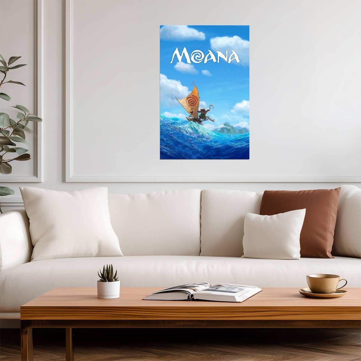 Moana 2016 Movie Poster | Canoe on the Open Ocean - Movies & TV Poster