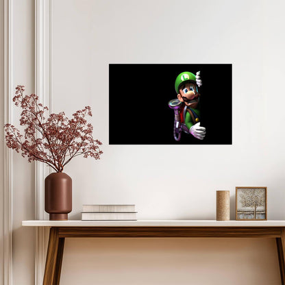Super Mario Poster | Luigi with the Poltergust Vacuum - Video Games Poster