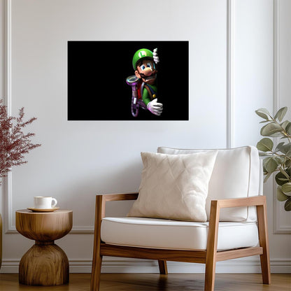Super Mario Poster | Luigi with the Poltergust Vacuum - Video Games Poster