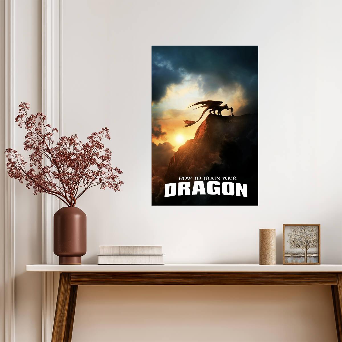 How to Train Your Dragon 2025 Movie Poster | Hiccup and Toothless on the Cliff - Movies & TV Poster