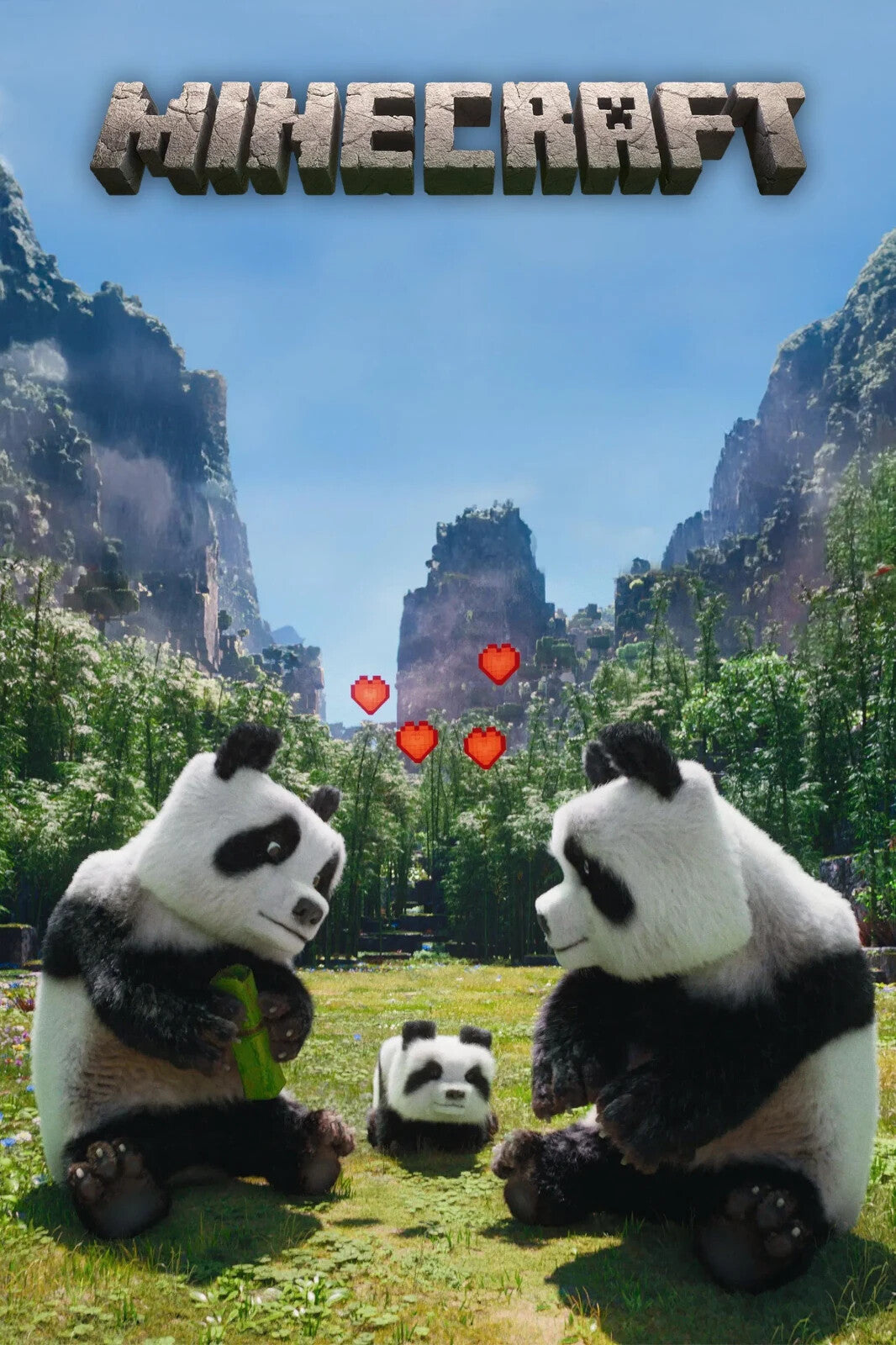 A Minecraft Movie Panda Poster | Panda Family Landscape Print - Movies & TV Poster