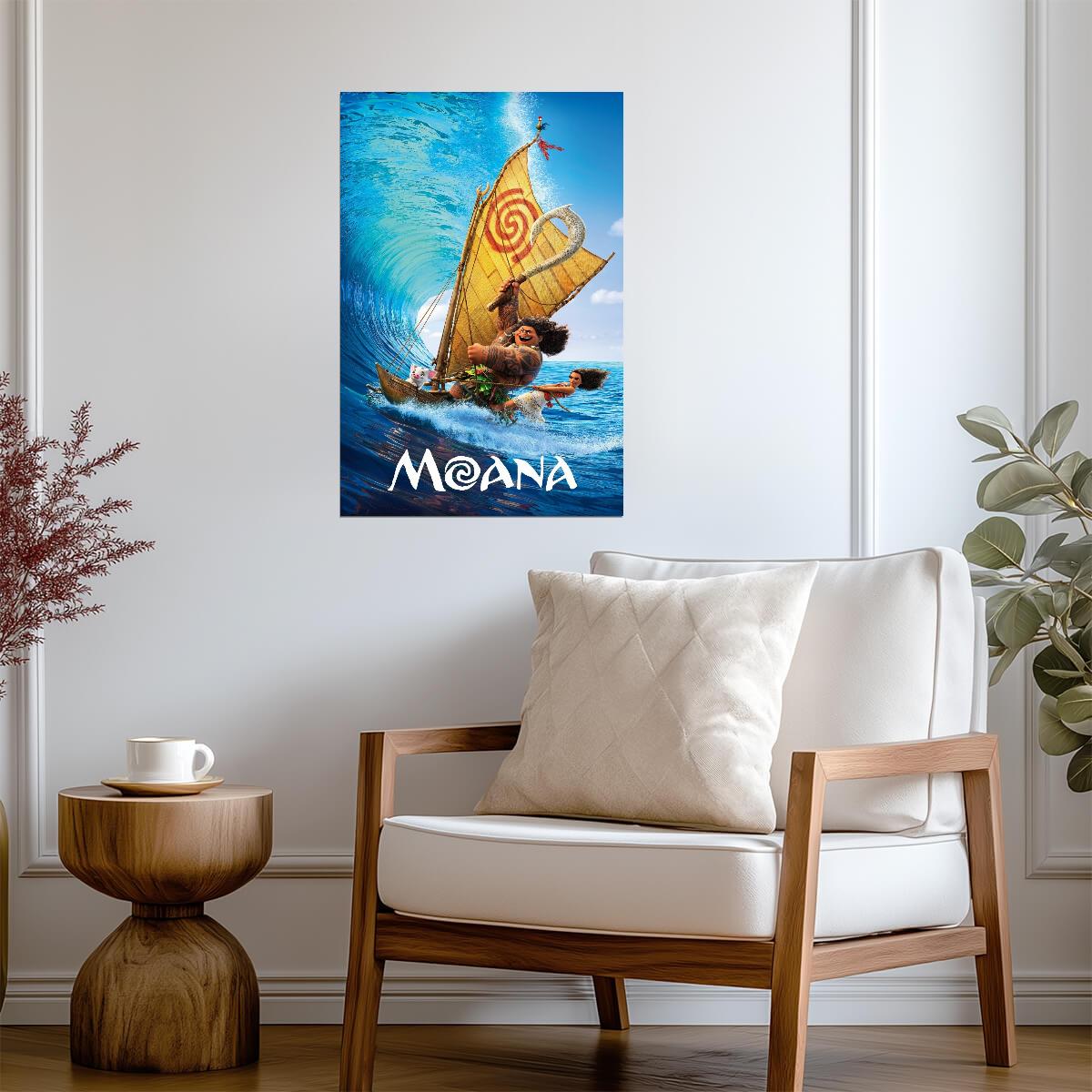 Moana 2016 Movie Poster | Sailing through the Curling Wave - Movies & TV Poster
