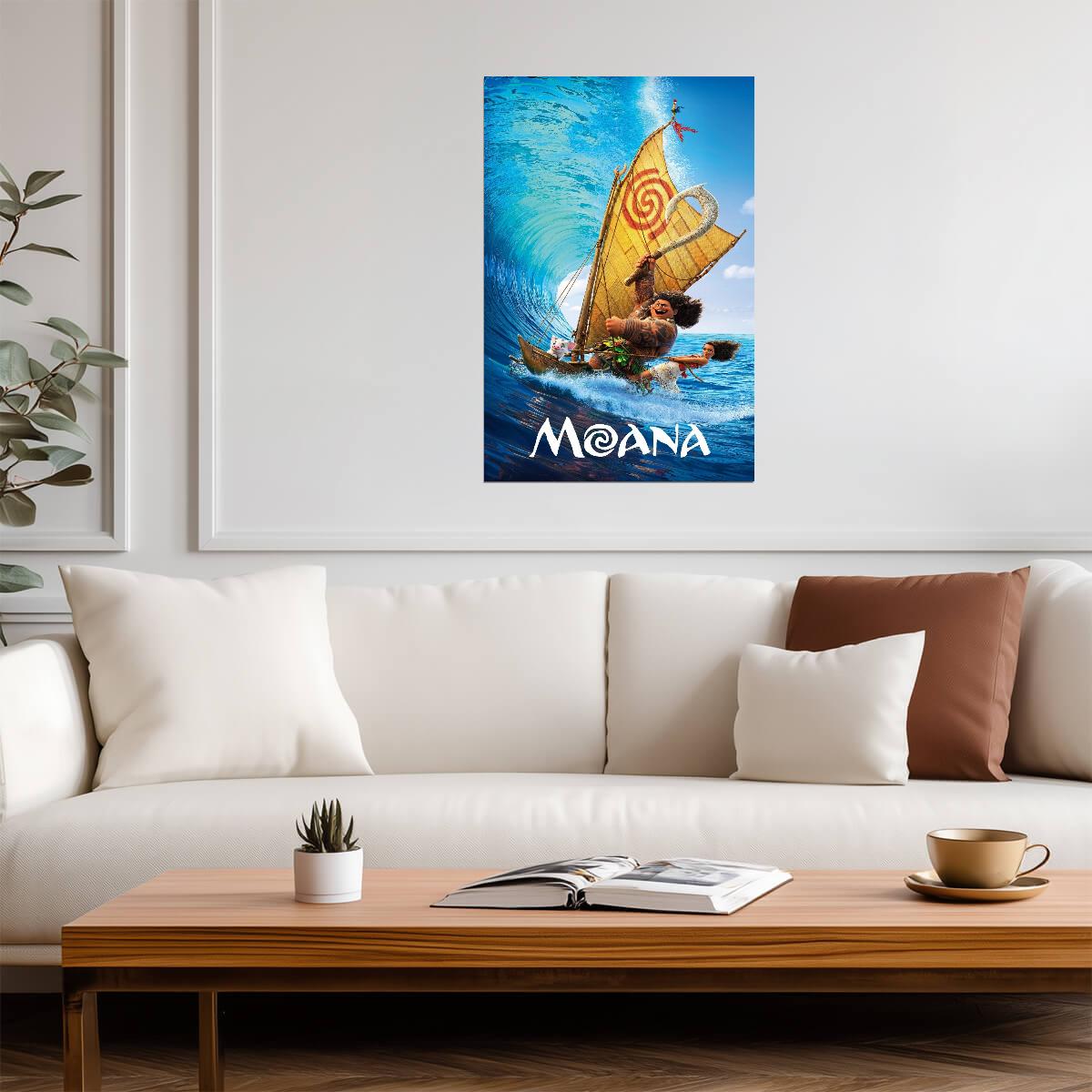 Moana 2016 Movie Poster | Sailing through the Curling Wave - Movies & TV Poster
