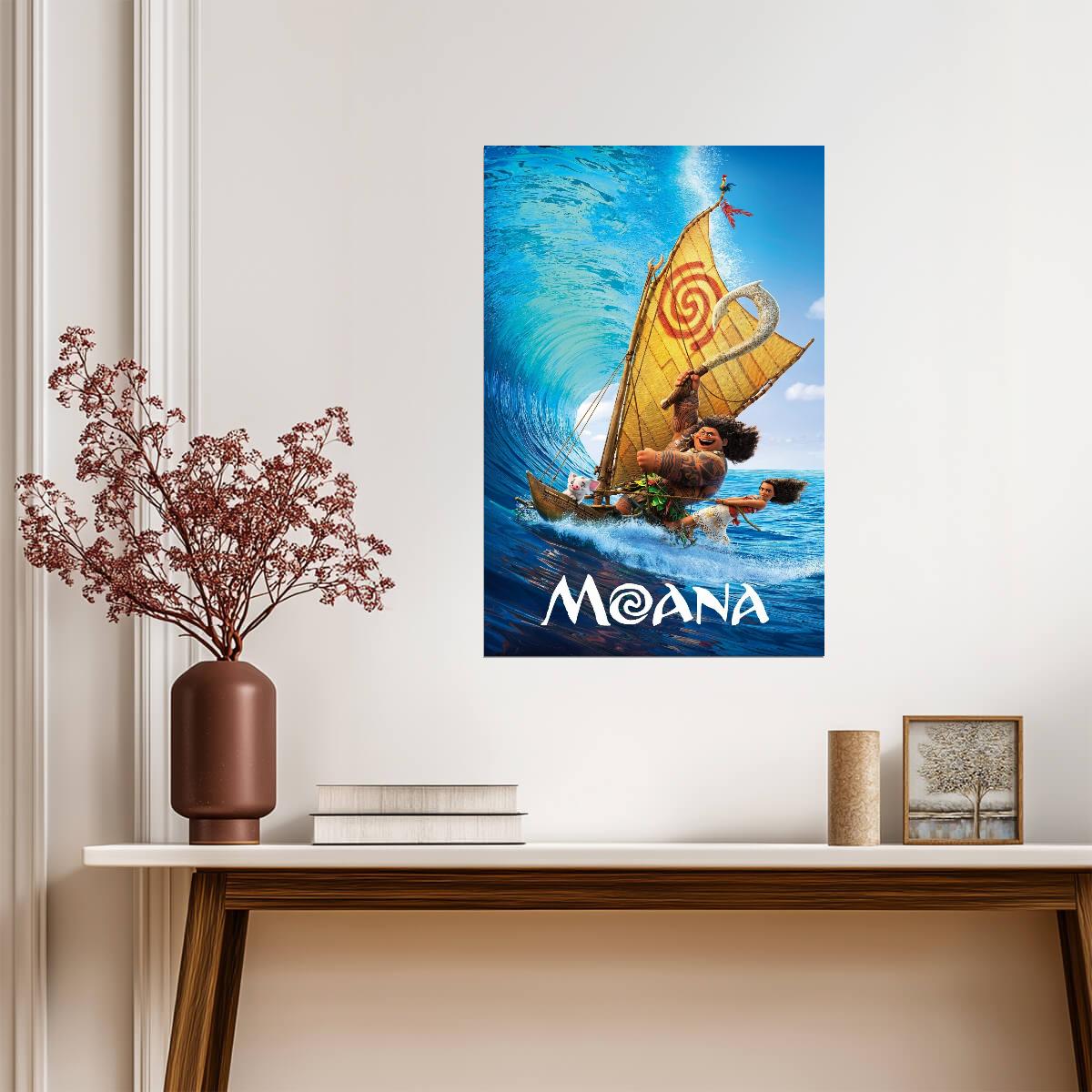 Moana 2016 Movie Poster | Sailing through the Curling Wave - Movies & TV Poster