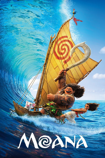 Moana 2016 Movie Poster | Sailing through the Curling Wave - Movies & TV Poster