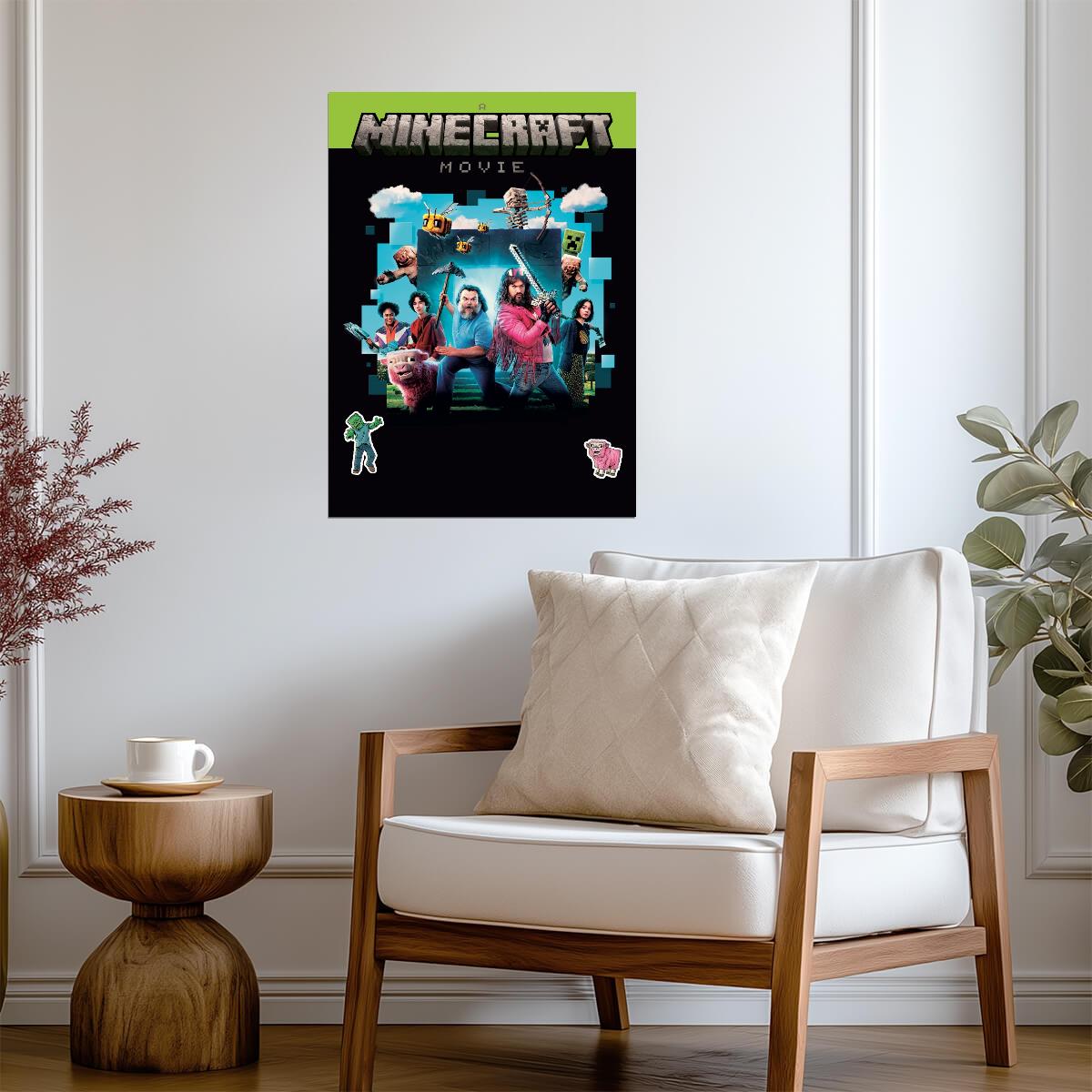 A Minecraft Movie Poster | Jack Black and Jason Momoa | Cast Collage Print - Movies & TV Poster
