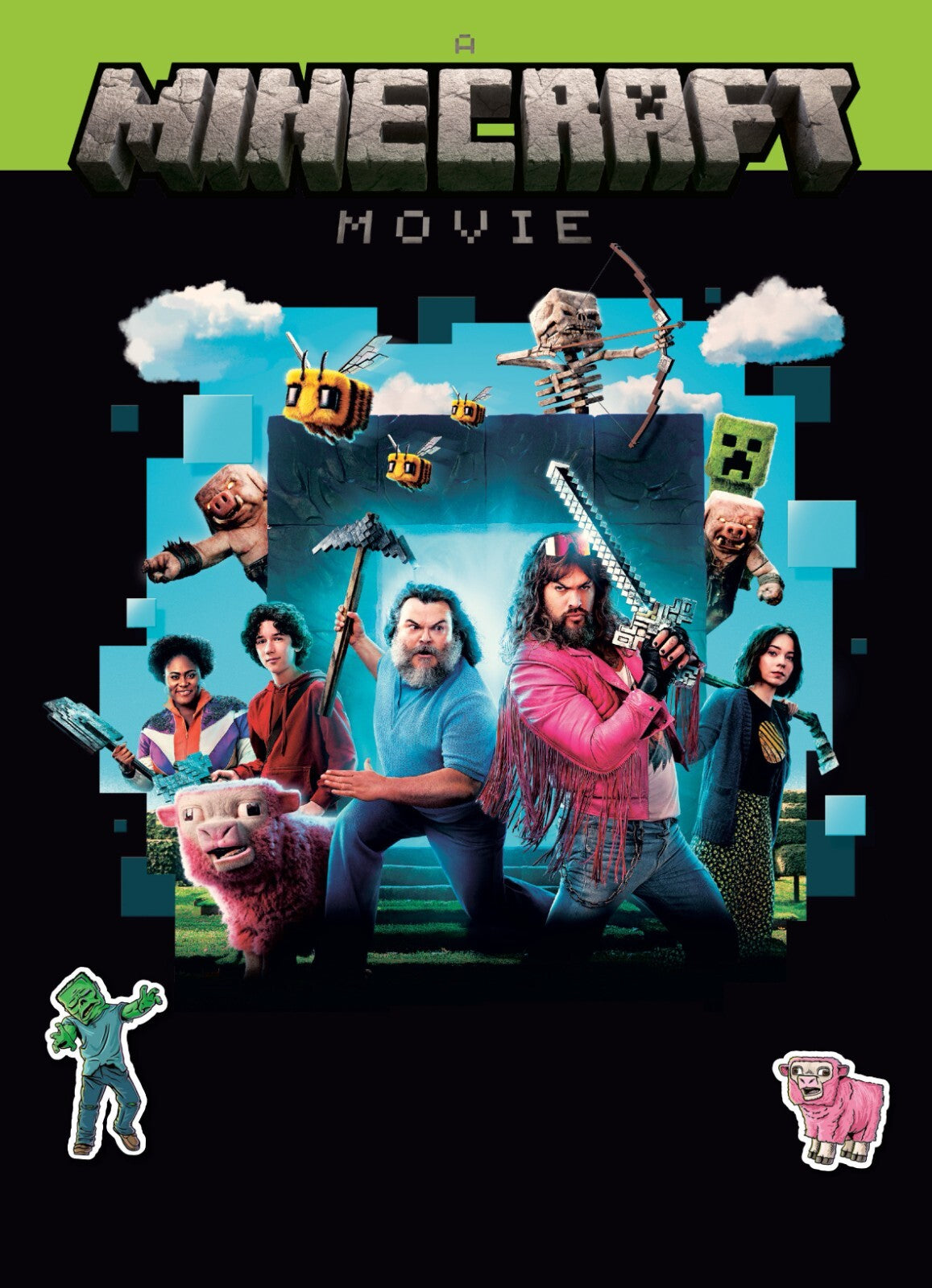 A Minecraft Movie Poster | Jack Black and Jason Momoa | Cast Collage Print - Movies & TV Poster