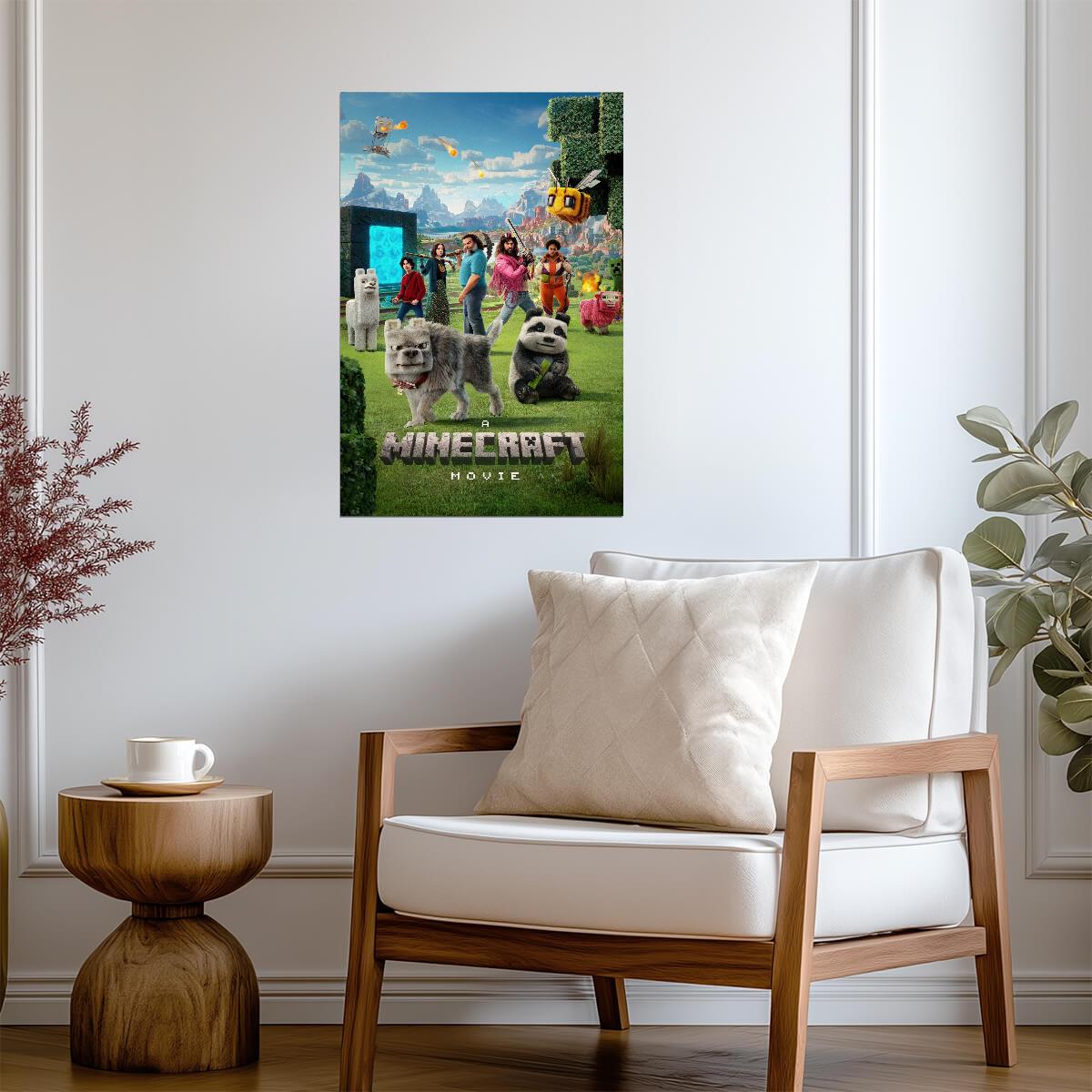 A Minecraft Movie Poster | Cast and Animals in the Overworld - Movies & TV Poster