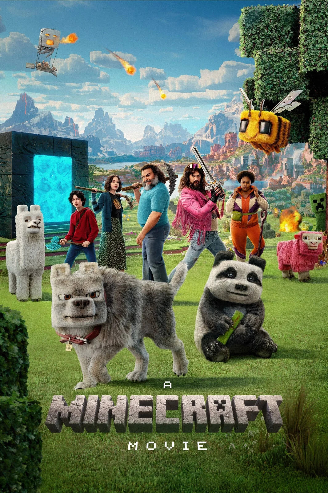 A Minecraft Movie Poster | Cast and Animals in the Overworld - Movies & TV Poster