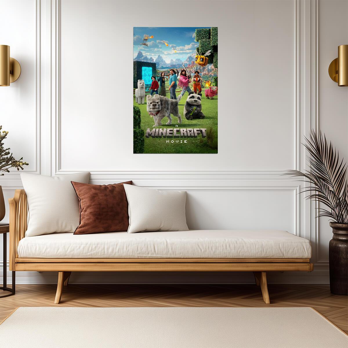 A Minecraft Movie Poster | Cast and Animals in the Overworld - Movies & TV Poster