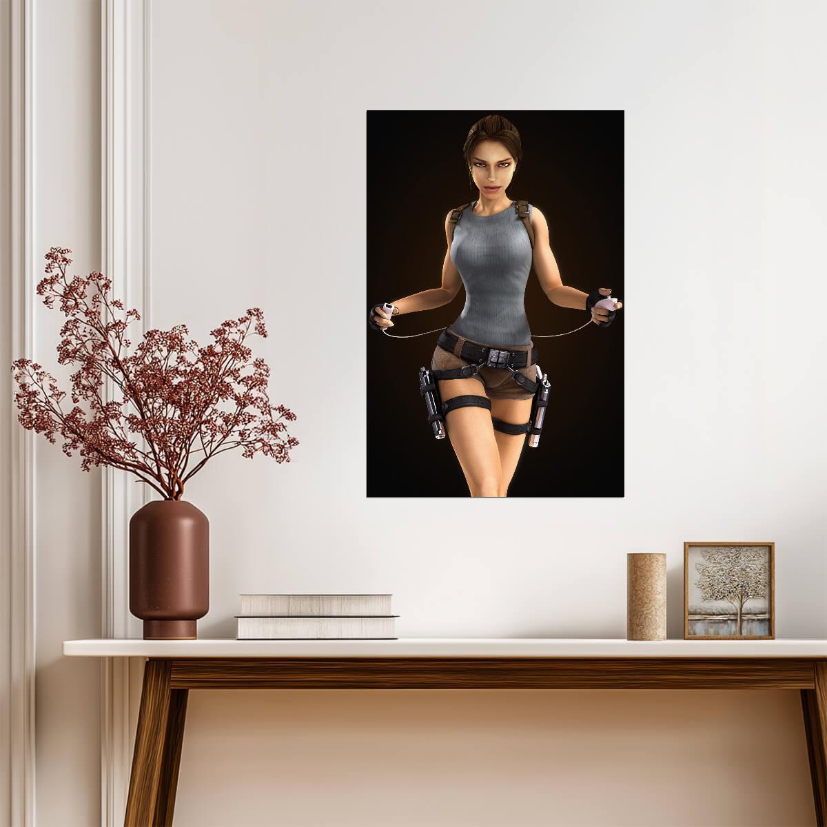 Tomb Raider Poster | Lara Croft in a Gray Tank Top and Shorts - Video Games Poster