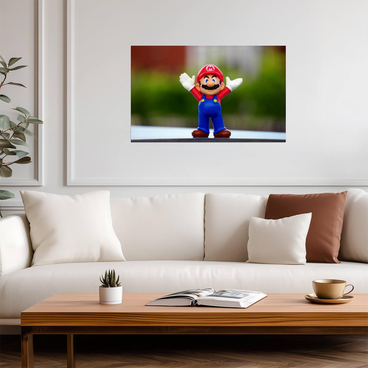 Super Mario Poster | Mario Figurine Outdoors | Toy Photo Print - Video Games Poster