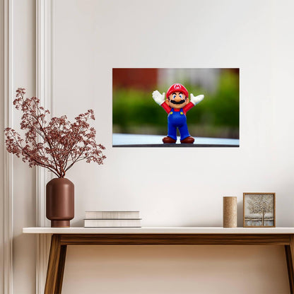 Super Mario Poster | Mario Figurine Outdoors | Toy Photo Print - Video Games Poster