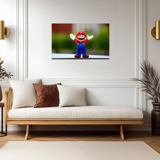Super Mario Poster | Mario Figurine Outdoors | Toy Photo Print - Video Games Poster