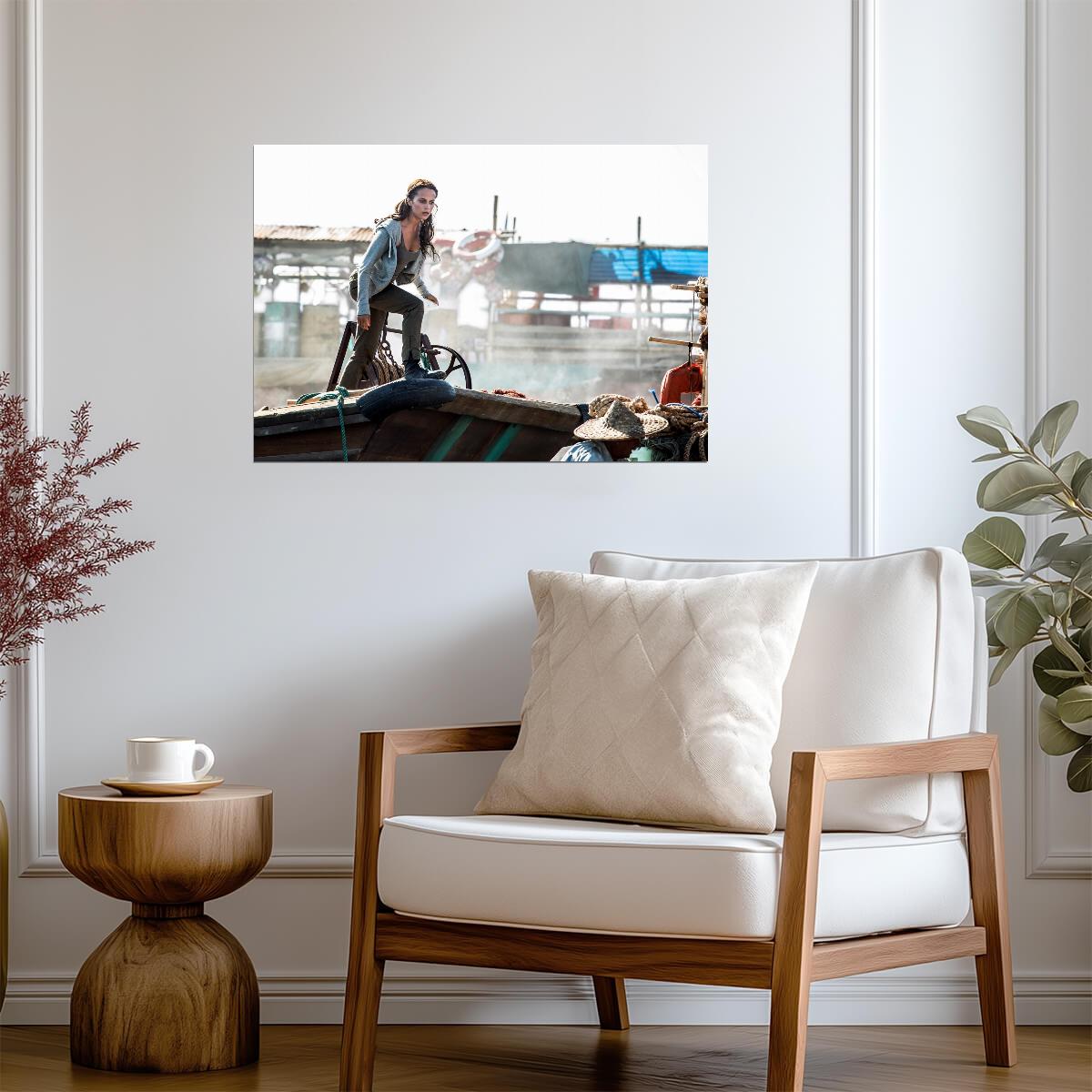 Tomb Raider 2018 Movie Poster | Alicia Vikander as Lara Croft Aboard a Harbor Boat - Movies & TV Poster