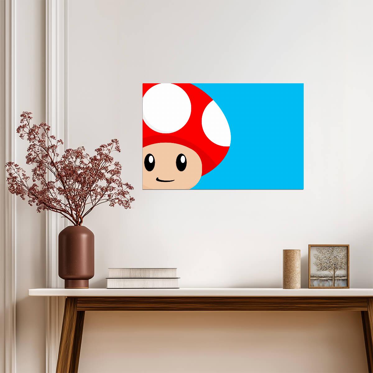 Super Mario Poster | Toad's Face with a Red Mushroom Cap - Video Games Poster