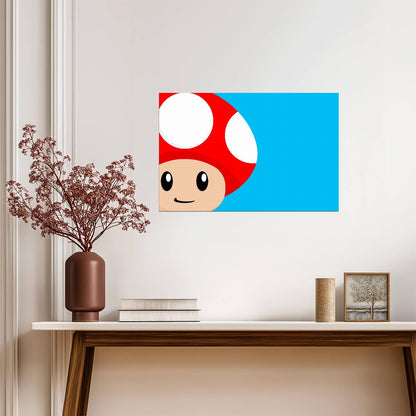 Super Mario Poster | Toad's Face with a Red Mushroom Cap - Video Games Poster