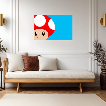 Super Mario Poster | Toad's Face with a Red Mushroom Cap - Video Games Poster